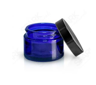 2 oz. Blue Glass Jar with Black Cap - Spark Naturals